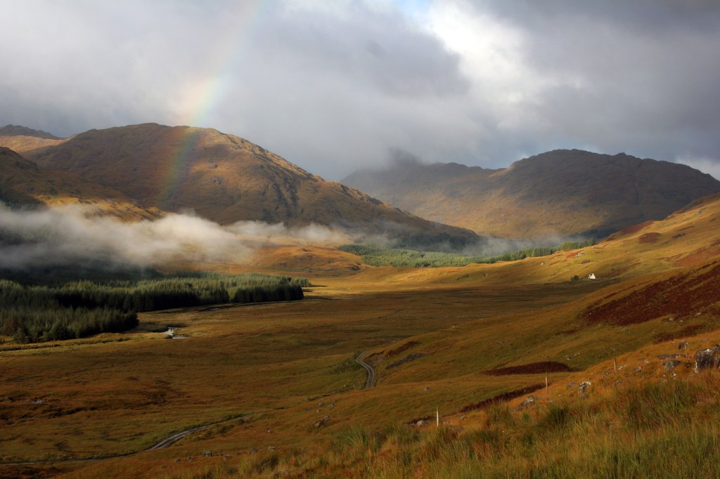 Rainbow on the glen. Western Highlands. 10x12 canvas $250