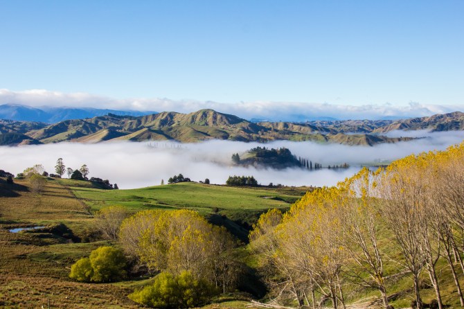 The Rangitikei Valley at 8am. It's cool to look down on the clouds